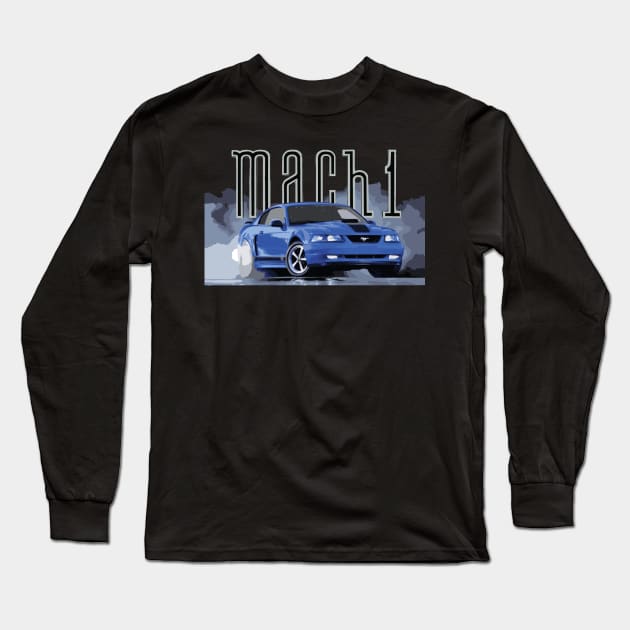 MACH 1 MUSTANG GT SN95 CLASSIC RETRO NEW EDGE AZURE BLUE Long Sleeve T-Shirt by cowtown_cowboy